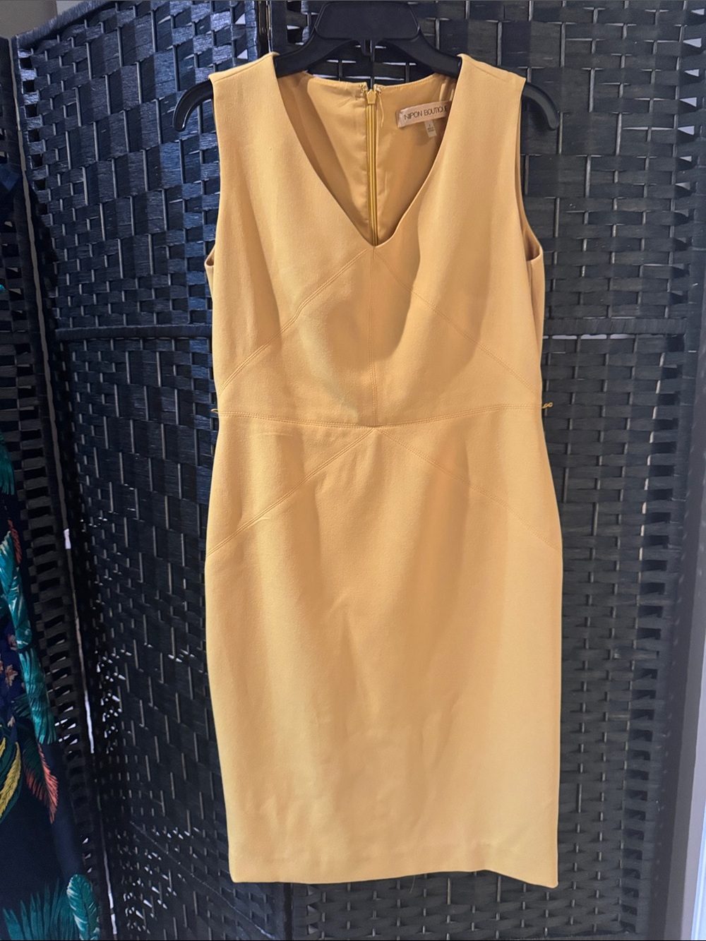 Nipon Boutique Mustard Sheath Midi Dress